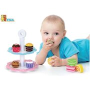 VIGA Wooden Pretend Play Toy Teatime Dessert with Stand