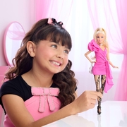 Barbie Deluxe Style Doll #15 in Hot Pink Barbiecore Dress with Lace Tights and Blonde Ponytail