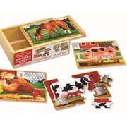 Melissa & Doug Wooden Jigsaw Puzzles in a Box Farm 4-in-1