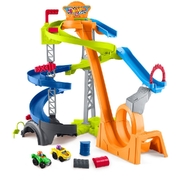 Fisher Price Little People Hot Wheels Spiral Stunt Speedway Toddler Race Track Playset