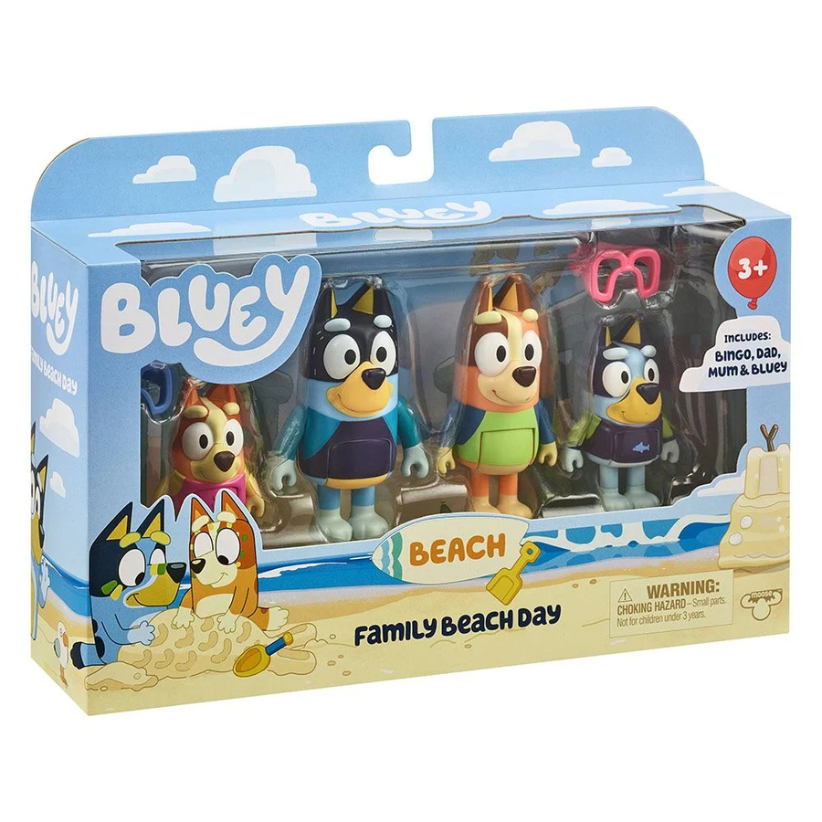 Bluey Family Beach Day Figurines 4 Pack