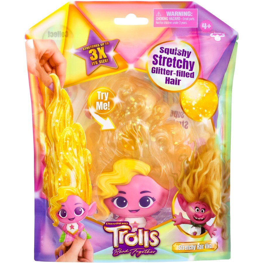 DreamWorks Trolls Band Together Super Squishy Pack Stretchy Hair Viva