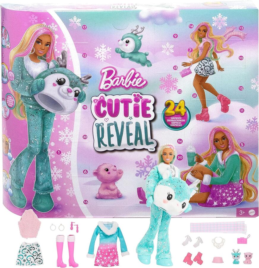 Barbie Cutie Reveal Advent Calendar With Doll & 24 Surprises Lemony Gem