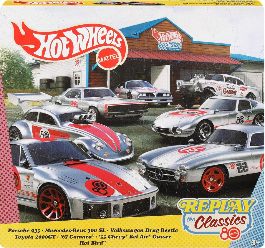 Hot Wheels Silver Series Mattel 80th Anniversary 7-Pack 1:64 Scale Toy Cars