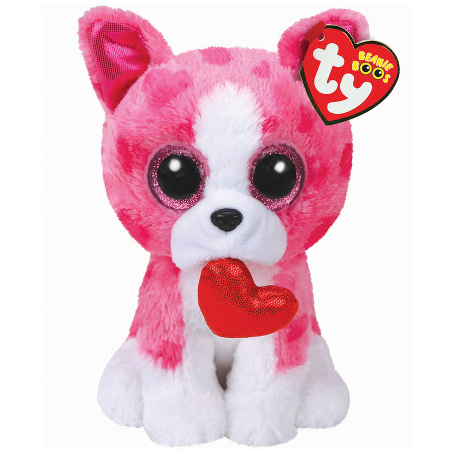 Ty Beanie Boos Regular 6" - Romeo The Pink Dog Plush Valentines