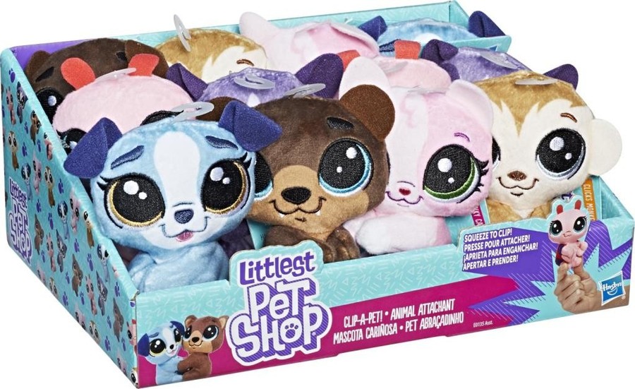 Littlest Pet Shop Clip-a-Pet – Peluche Morbido Buster Boxington, Figura Clip-on, Collezionabile