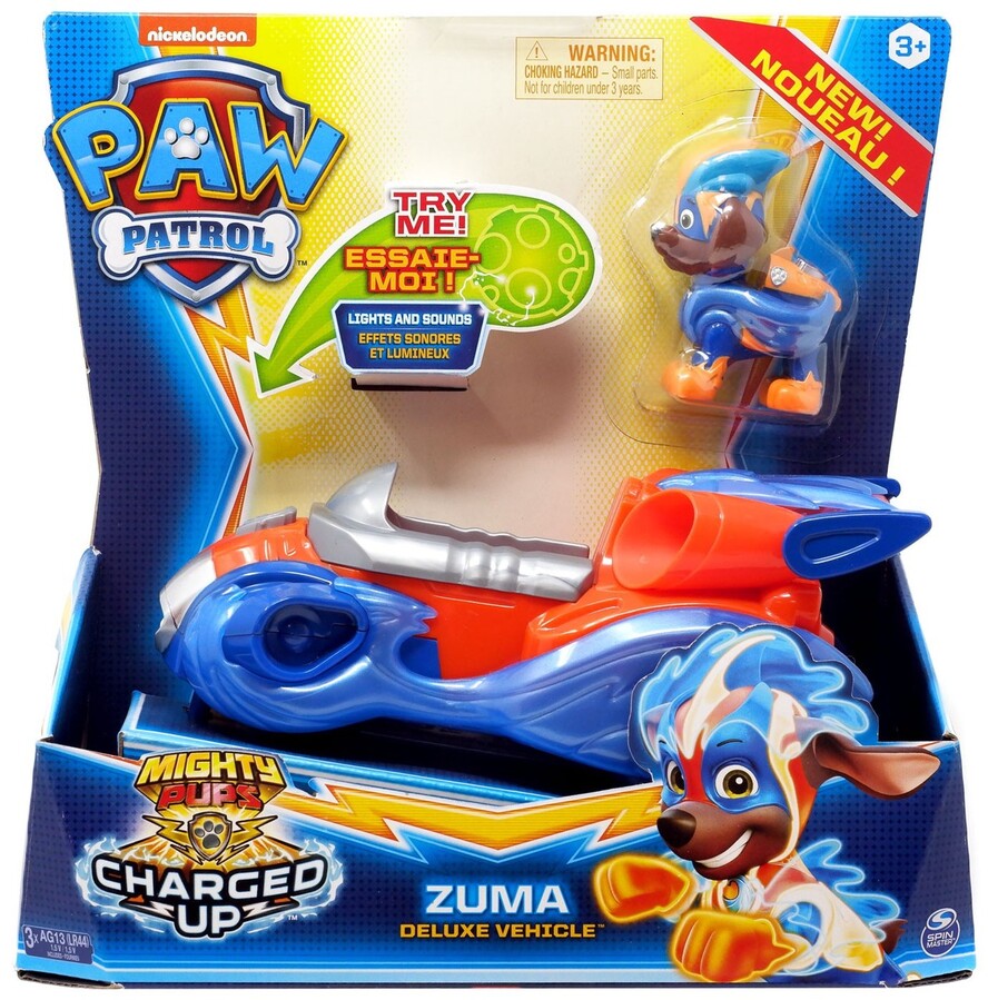 PAW PATROL MIGHTY PUPS ZUMA CHARGED UP LIGHT UP IN HAND!