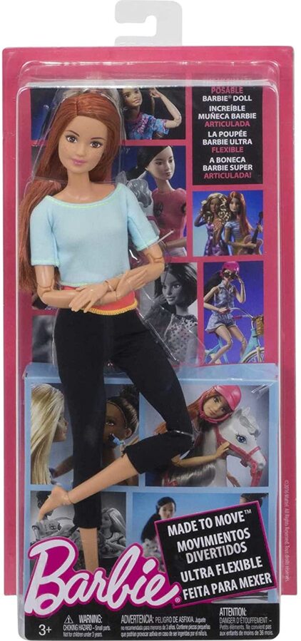 Barbie Made To Move Doll - Red Hair Doll Blue Top