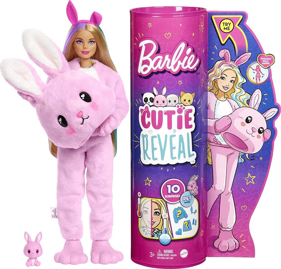 Barbie Cutie Reveal Blonde Doll - Pink Bunny Lemony Gem Toys Online