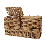 Set of 3 Rattan Look Storage Boxes