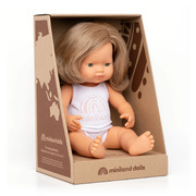 Miniland Educational Baby Doll Caucasian Girl Dark Blonde 38cm