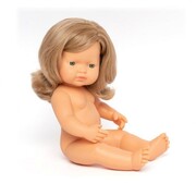 Miniland Educational Baby Doll Caucasian Girl Dark Blonde 38cm in Polybag