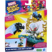 Marvel Stunt Squad Black Panther and Iron Man Vs Ultron Knockdown Playset