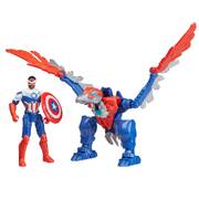 Marvel Mech Strike Mechasaurs 4 Inch Captain America and Redwing Mech Suit Figure