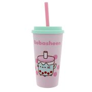 Pusheen The Cat Sips Beaker and Straw Bottle