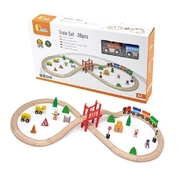 VIGA Wooden Pretend Play Toy 39pcs Train Set