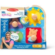 Melissa & Doug Ms. Rachel Wooden Peek-a-Boo Jumbo Peg Puzzle – 4 Pieces