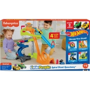Fisher Price Little People Hot Wheels Spiral Stunt Speedway Toddler Race Track Playset