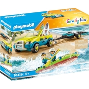 Playmobil Family Fun Beach Car with Canoe Trailer Playset 88pc 70436