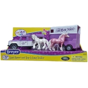 Breyer Stablemates Unicorn Magic Land Rover and Tag-A-Long Trailer