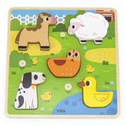 Viga Wooden Educational Toys Farm Tactile Puzzle