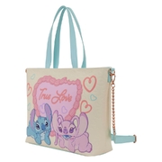 Loungefly Disney Stitch & Angel True Love Tote Crossbody Bag (WDTB3444)