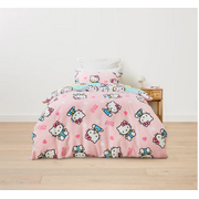 Hello Kitty Single Bed Quilt Cover Set Cotton - Reversable 
