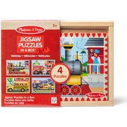 Melissa & Doug Wooden Jigsaw Puzzles in a Box Vehicles 4-in-1 (73106)
