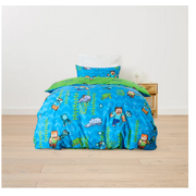 Minecraft Cotton Quilt Cover Set Single Bed - Blue