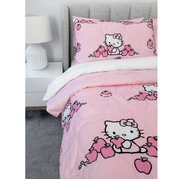 Hello Kitty Kids Reversible Quilt Cover Set Queen Bed Pink