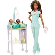 Barbie Medical Careers Pediatrician Baby Doctor African Doll & Playset 