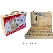 Fun Factory Wooden Pretend Toys - 16 Piece Set Tool Box