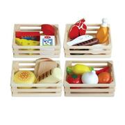 Fun Factory Wooden Pretend Play Toys Food Box 4 in 1