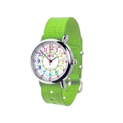 Ertt Easy Read Time Teacher Watch 12/24 hour  [Colour: Lime Stap - rainbow]