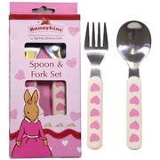 Bunnykins Spoon & Fork – Sweethearts Design Pink