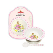 Bunnykins Melamine Suction Bowl & Spoon Feeding Set Sweethearts Pink