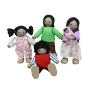 Fun Factory Wooden Pretend Play Toy Doll Family - Black