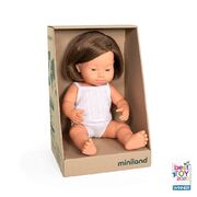 Miniland Baby Doll Caucasian Down Syndrome Girl 38 cm Brunette