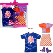 Barbie Fashions 2-Pack Clothing Color-blocked Shirt Checkered Skirt, ?GRL PWR? Blue Sweatshirt and Accessories