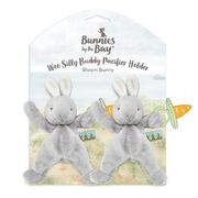 Bunnies By The Bay Wee Silly Buddy Pacifier Holder Bloom Bunny (Grey)