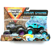 Monster Jam Color-Change 1:64 2 Pack Dirty to Clean Mohawk Warrior vs Whiplash Trucks