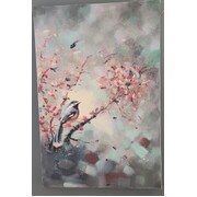 Bird Finch Flowers Hand Painted Oil painting Home Decoration 60x90 cm