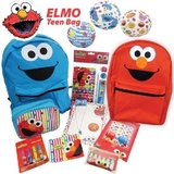 ELMO Showbag - Reversible Elmo & Cookie Monster Backpack, Stationery Set