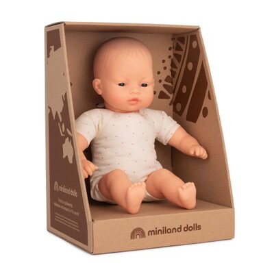 Miniland Educational Baby Doll Asian Soft Body 32cm Boxed