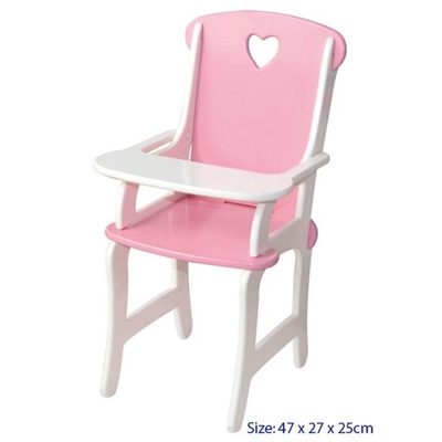 Fun Factory Wooden Toys Pretend Play - Doll High Chair Highchair