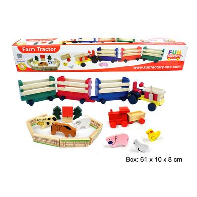 Fun Factory Wooden Educational Toys - Farm Tractor Truck with Animals