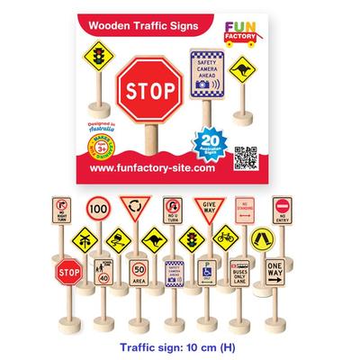 Fun Factory Wooden Educational Toys Australian Traffic Signs 20pc
