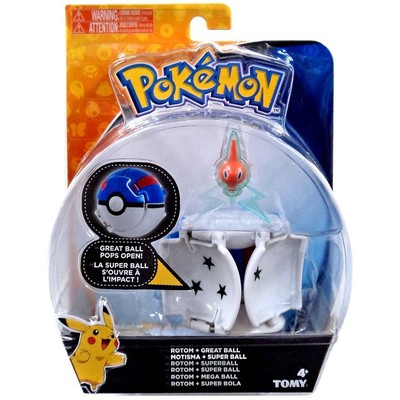 TOMY Pokemon Throw 'n' Pop Pokeball Rotom & Great Ball Figure Set