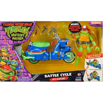 TMNT Teenage Mutant Ninja Turtles Mutant Mayhem Battle Cycle with Raphael Vehicle Playset