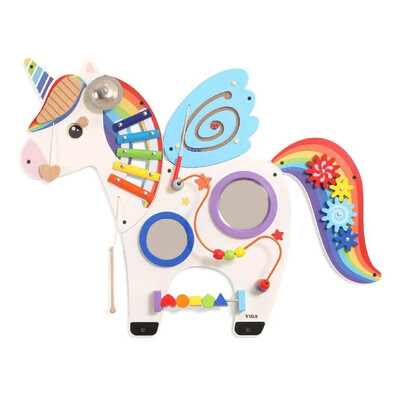 Viga Wooden Unicorn Wall Activity Panel - Educational, Motor skills, Activities Toy